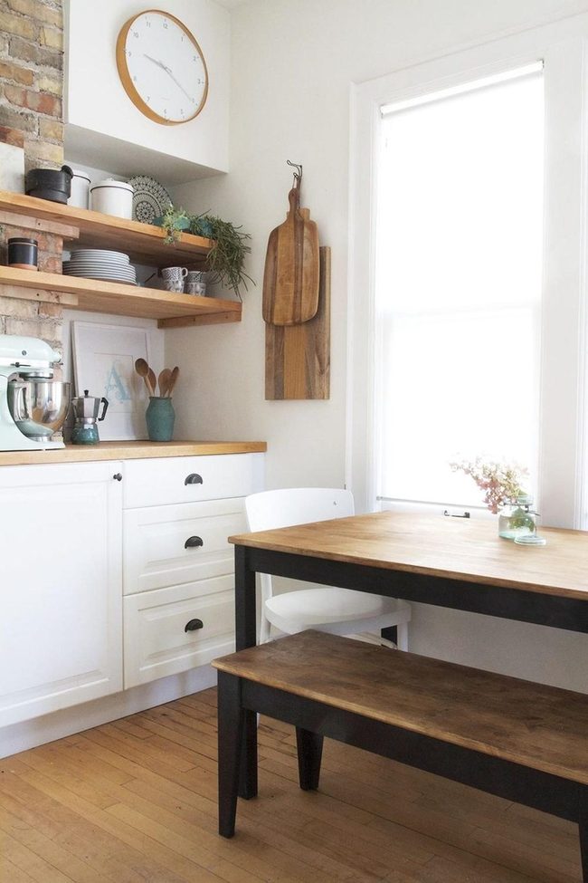 White Kitchen With Black Wooden Accents