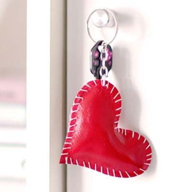 Stitched Leather Heart Keyring