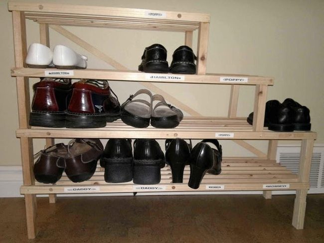 Family Shoe Organizer Wood