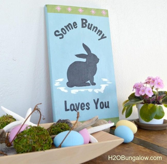 Wooden Bunny Easter Pastels