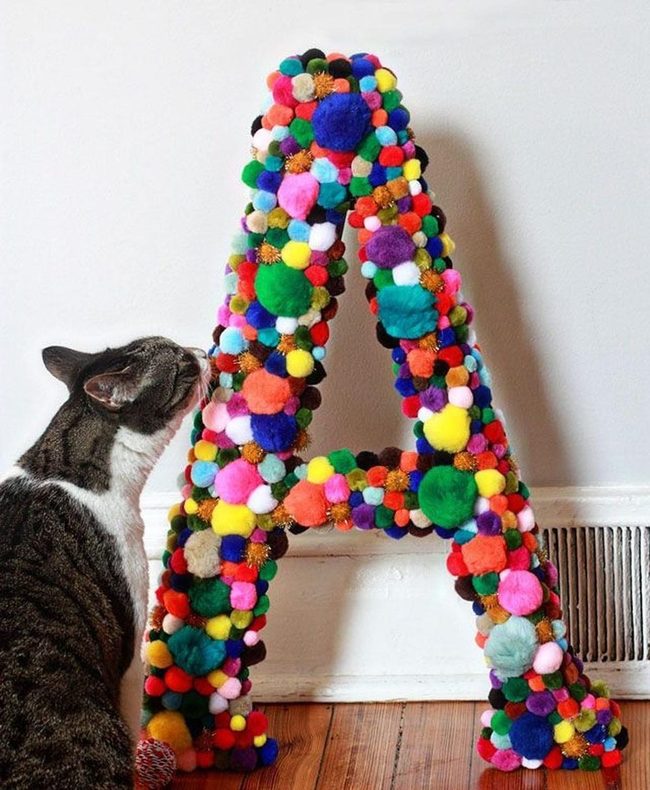 Oversized Pom-Pom Letter A