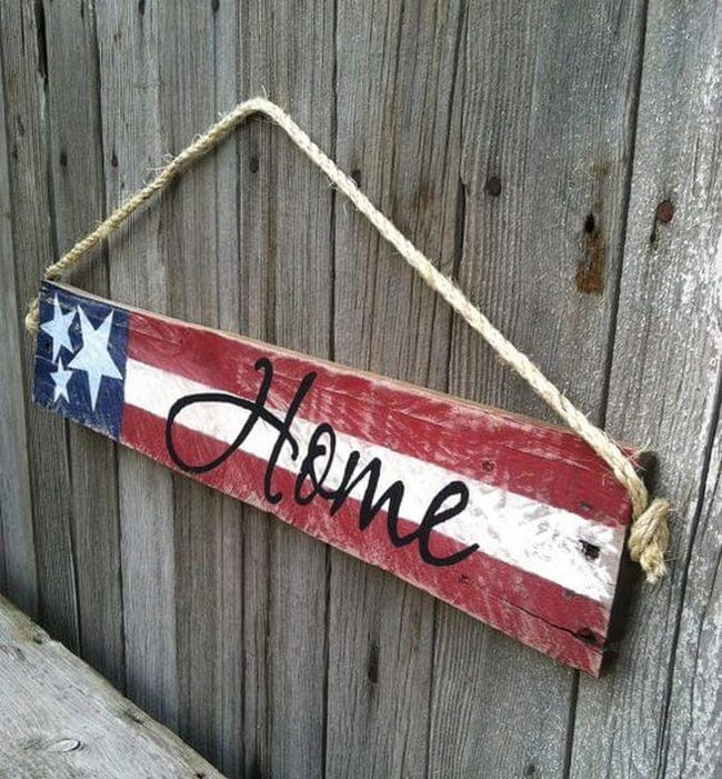 Weathered Wood Patriotic Home Sign
