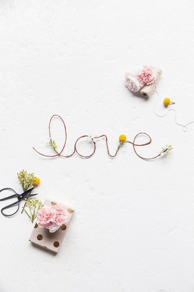 Wire Letters Pink Flowers