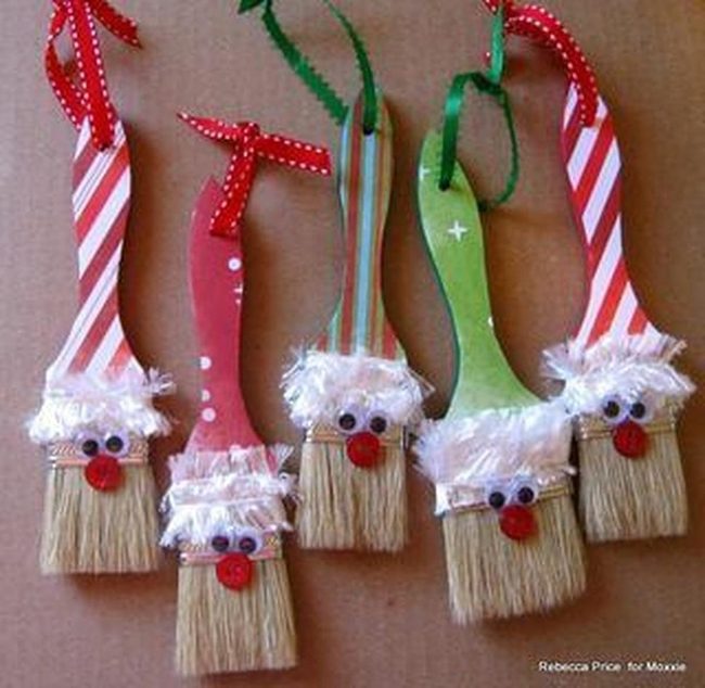 Fuzzy Santa Face Ornaments Red