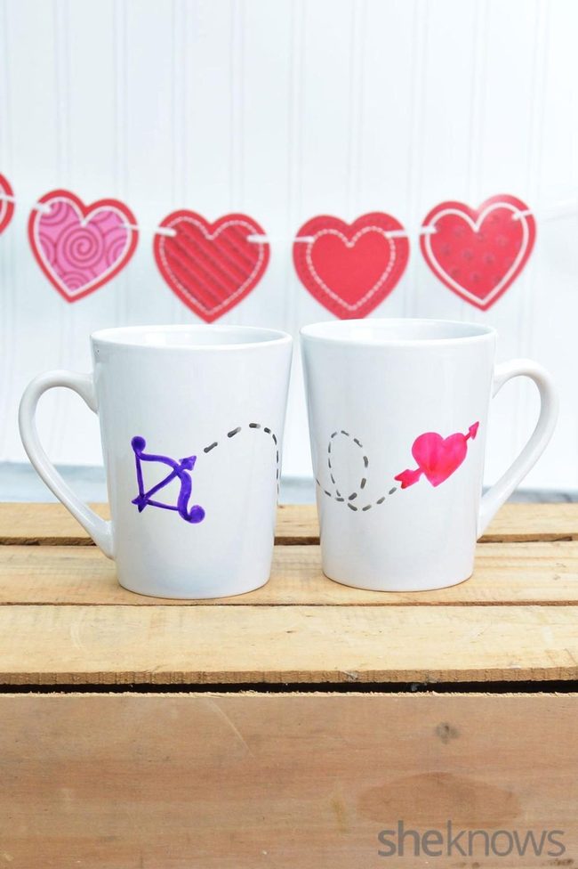 Purple Bows Pink Hearts Ceramic