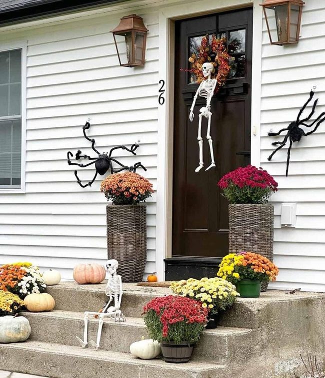 Skeleton Farmhouse Halloween Display