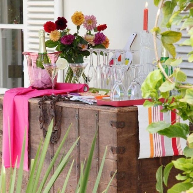 Wooden Chests, Bright Florals, Sunlit
