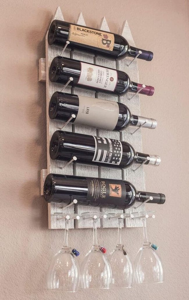Weathered Wood Wine & Glass Station