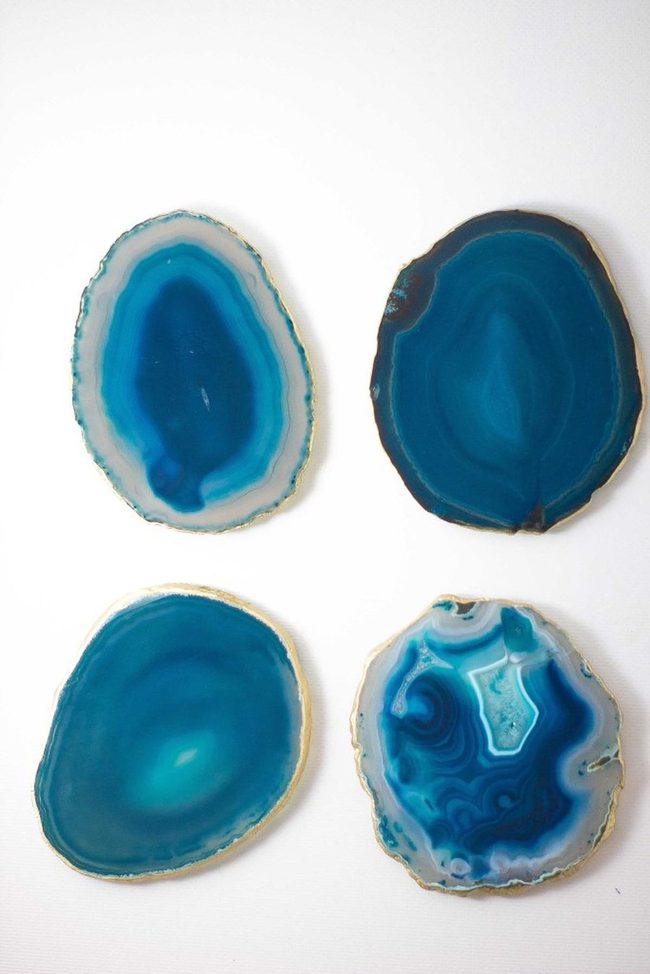 Blue Agate Gold-Rimmed Slices