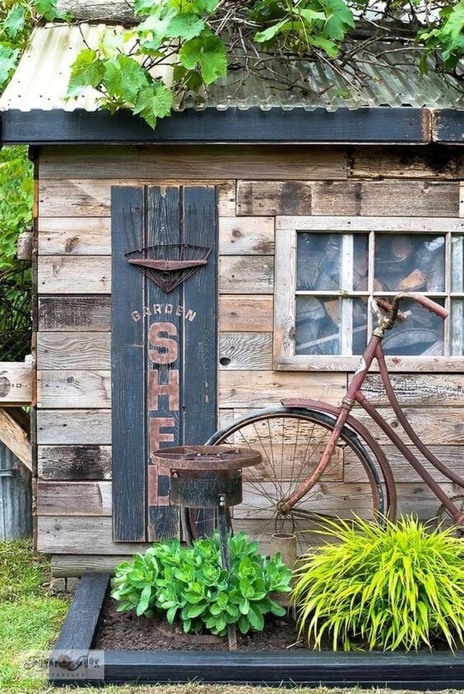 Weathered Wood Garden With Vintage Finds