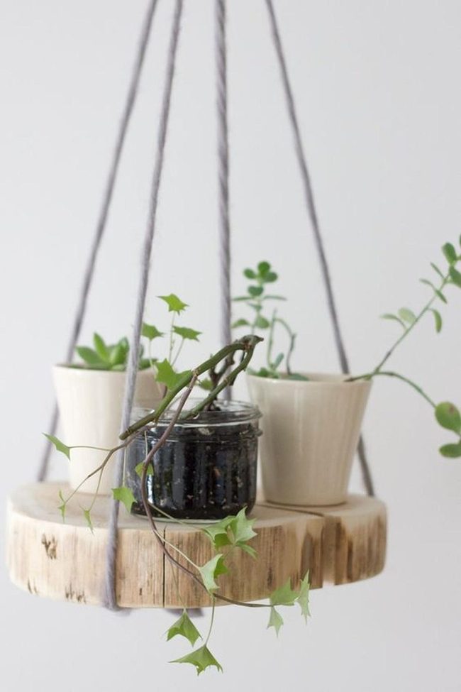 Suspended Greenery Wood Platform