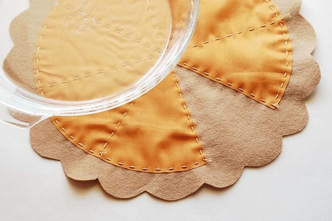 Orange Stitched Felt Coasters