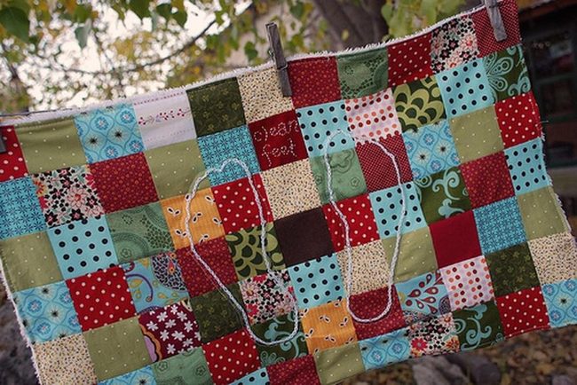 Colorful Patchwork Quilt Display