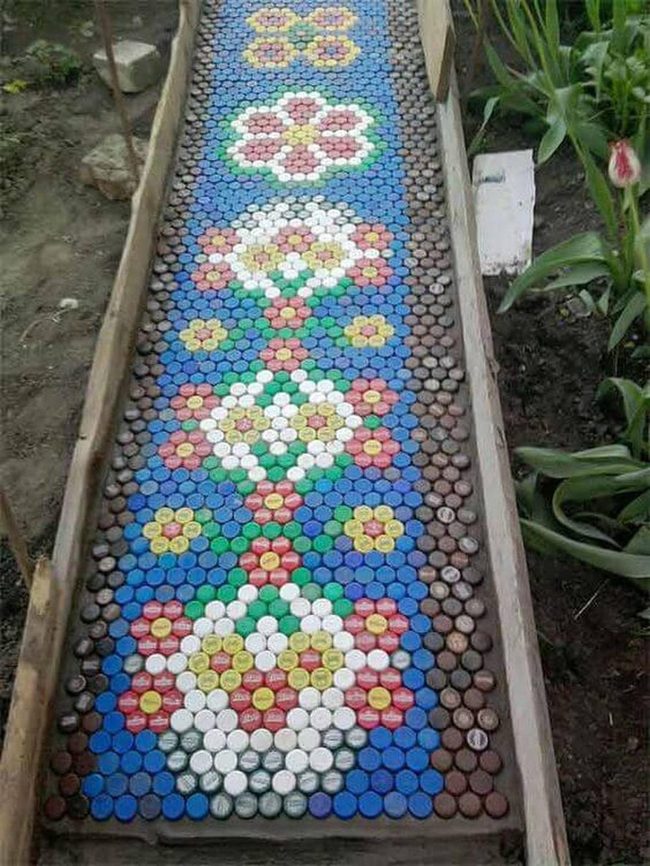 Recycled Bottle Cap Mosaic