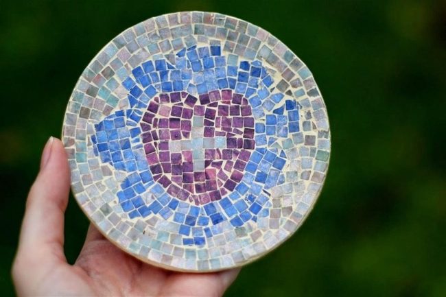 Blue-Purple Mosaic Heart Dish