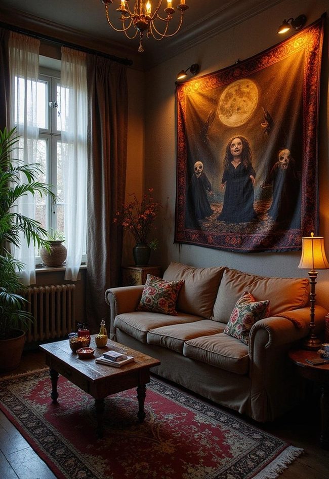 Black Gothic Tapestry Wall Coverage
