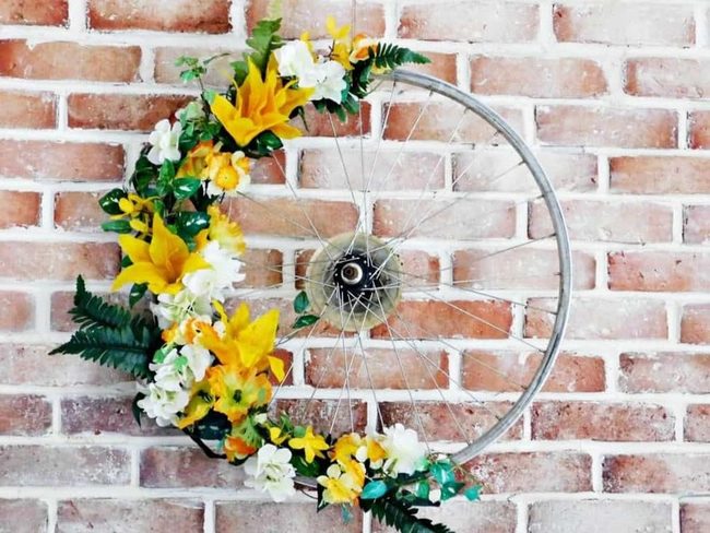 Yellow Blooms On Industrial Metal