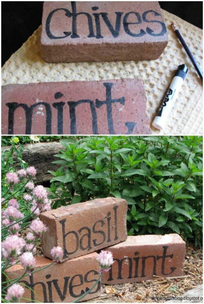 Painted Brick Herb Labels
