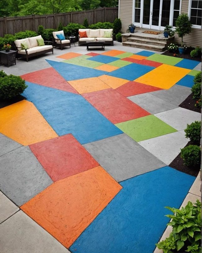 Pigmented Concrete Patio Splashes