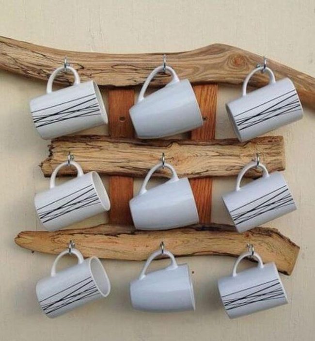 White Mugs On Weathered Wood
