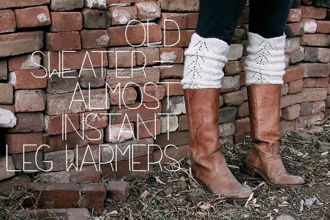 Brown Boots White Knit Warmers