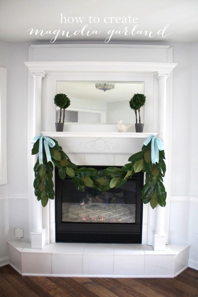 White Room With Green Magnolia Garlands
