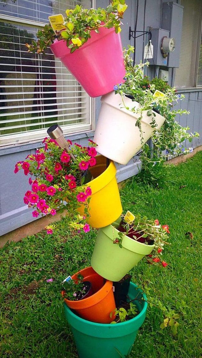 Colorful Tower Garden For Blooms