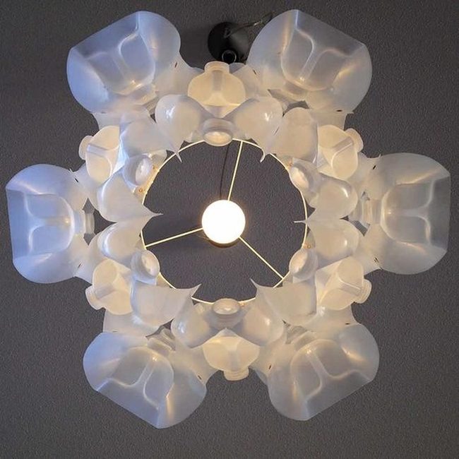 Recycled Milk Jug Chandelier