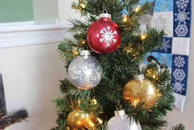 Glitter Ornaments Catching Festive Light