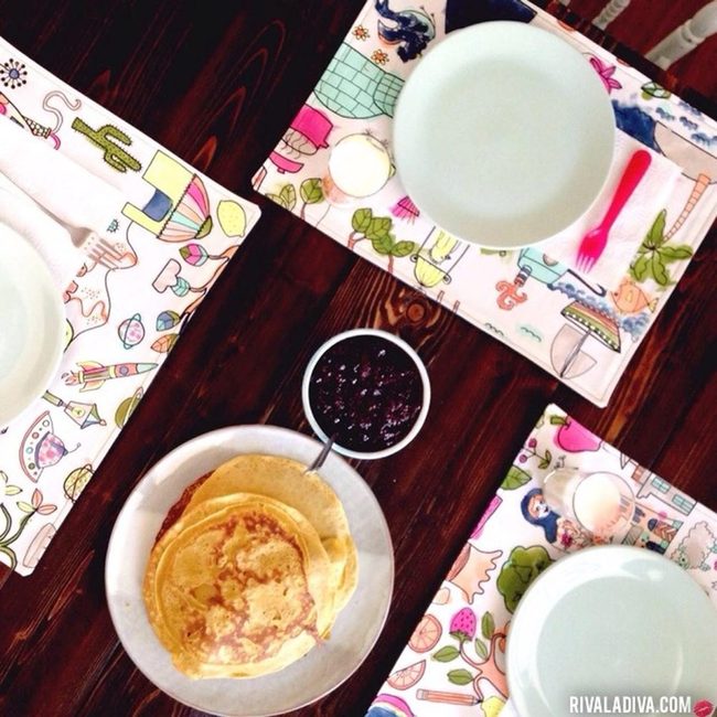 Patterned Placemats, Stacked Pancakes