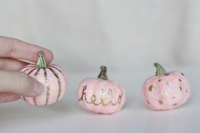 Tiny Gold Pumpkins On Pink