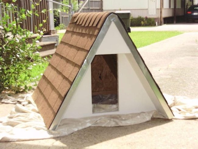 White A-Frame Brown Shingles