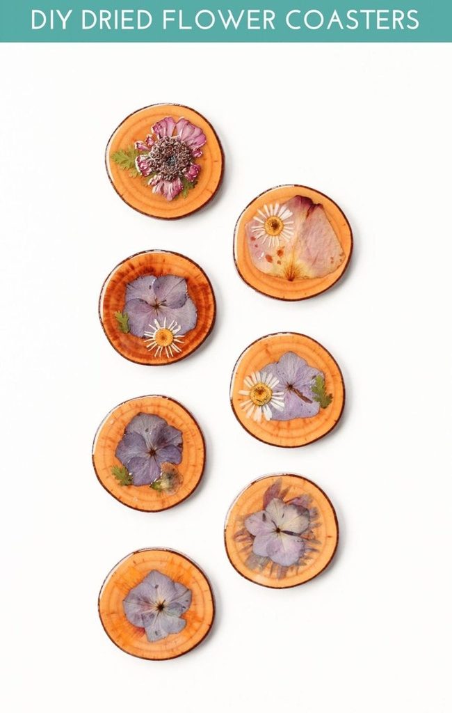 Pressed Flowers In Golden Wood