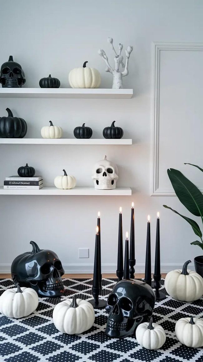 Black White Skull Halloween Décor