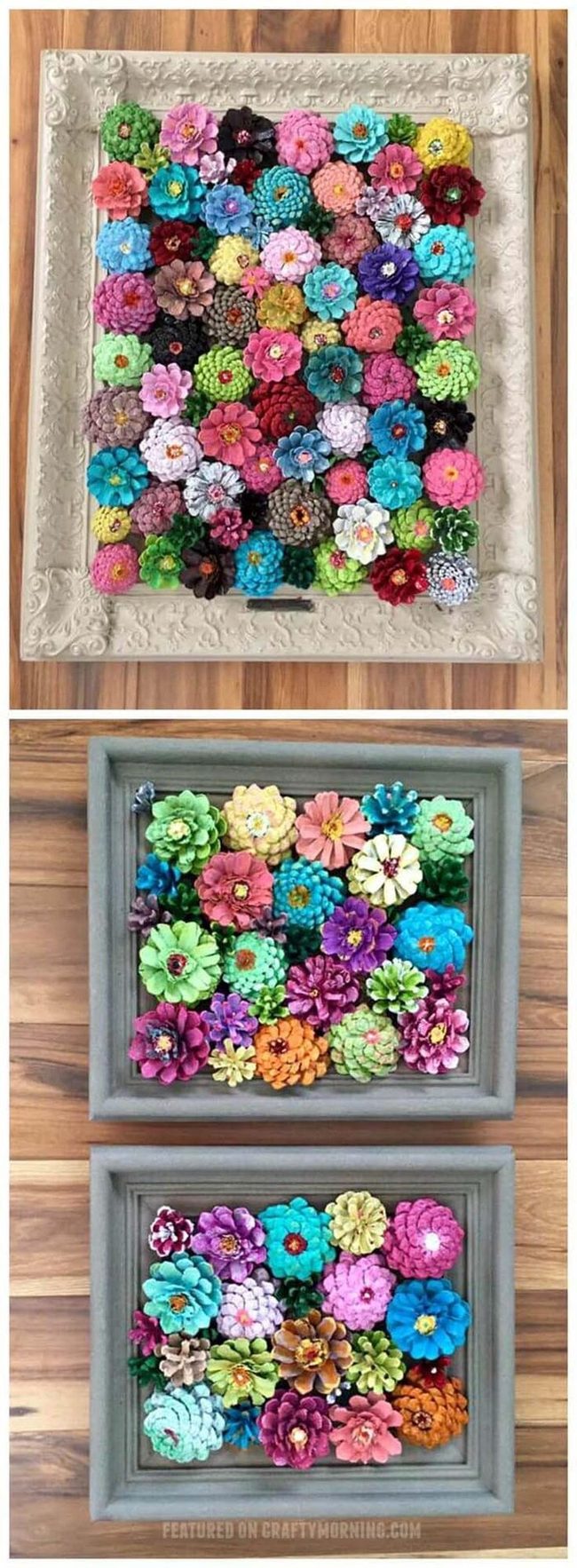 Painted Pinecone Flower Frame