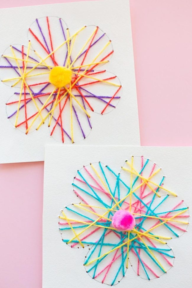 Colorful Yarn Flowers Handmade