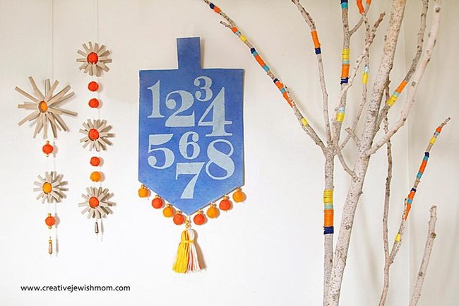 Orange And Blue Hanukkah Dreidel