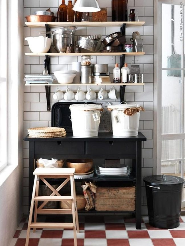 Red Checkered Floor, Classic Kitchen Corner