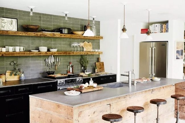 Matte Black Cabinets With Leather Straps