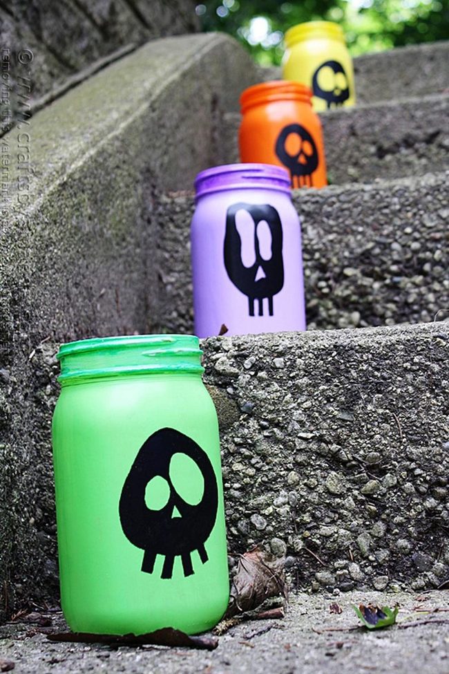 Neon Skulls On Stone