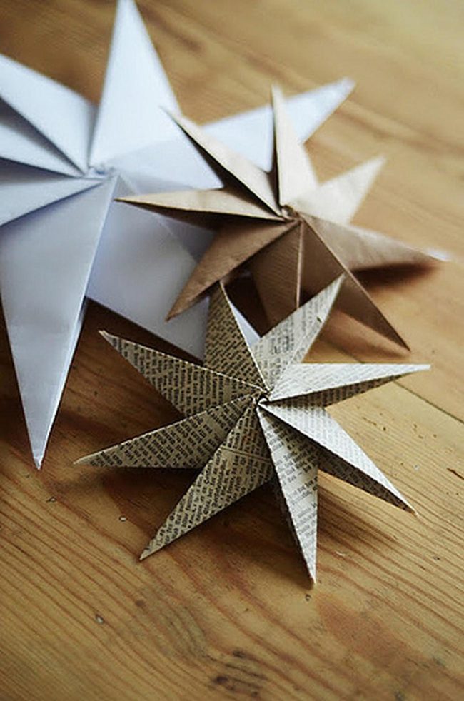 Paper Stars On Wood