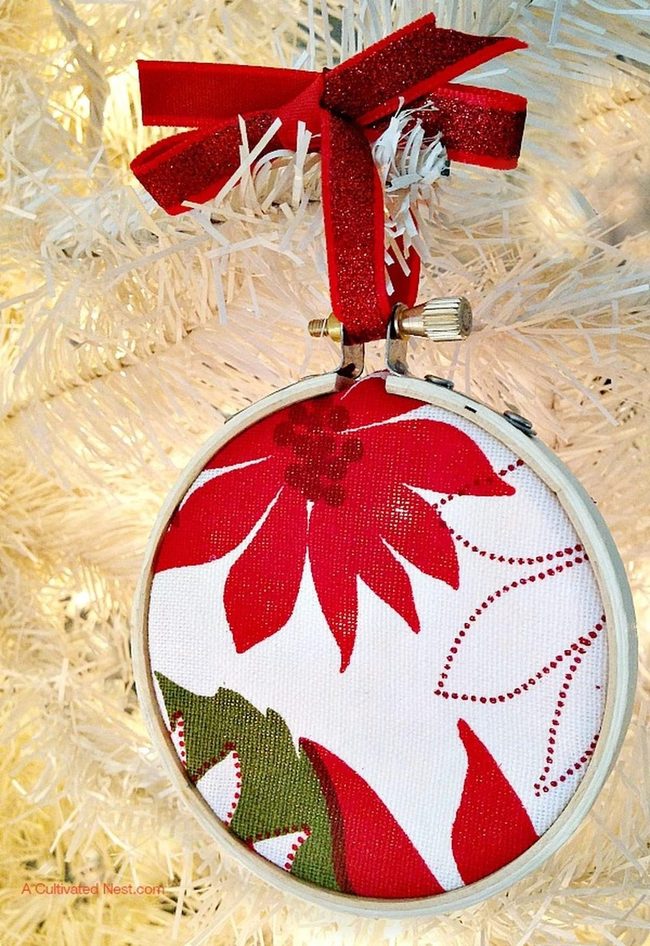 Red Petals White Branch Ornament