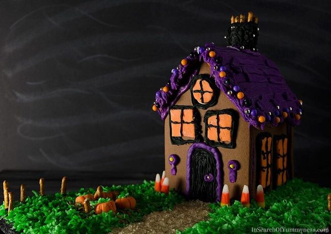 Purple Candy Roofs And Orange Glowing Windows