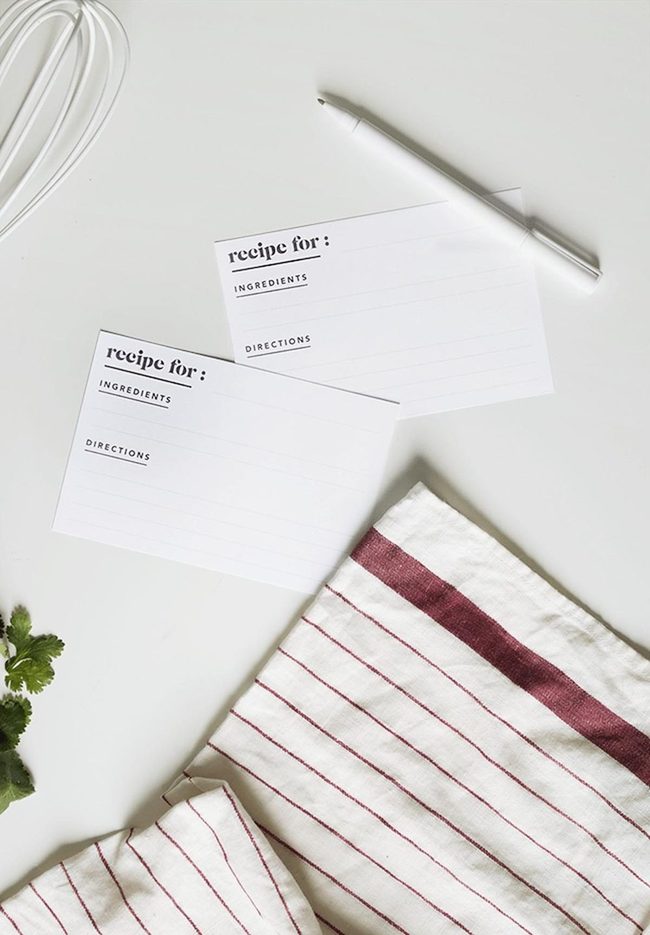 Red Striped Kitchen Recipe Cards