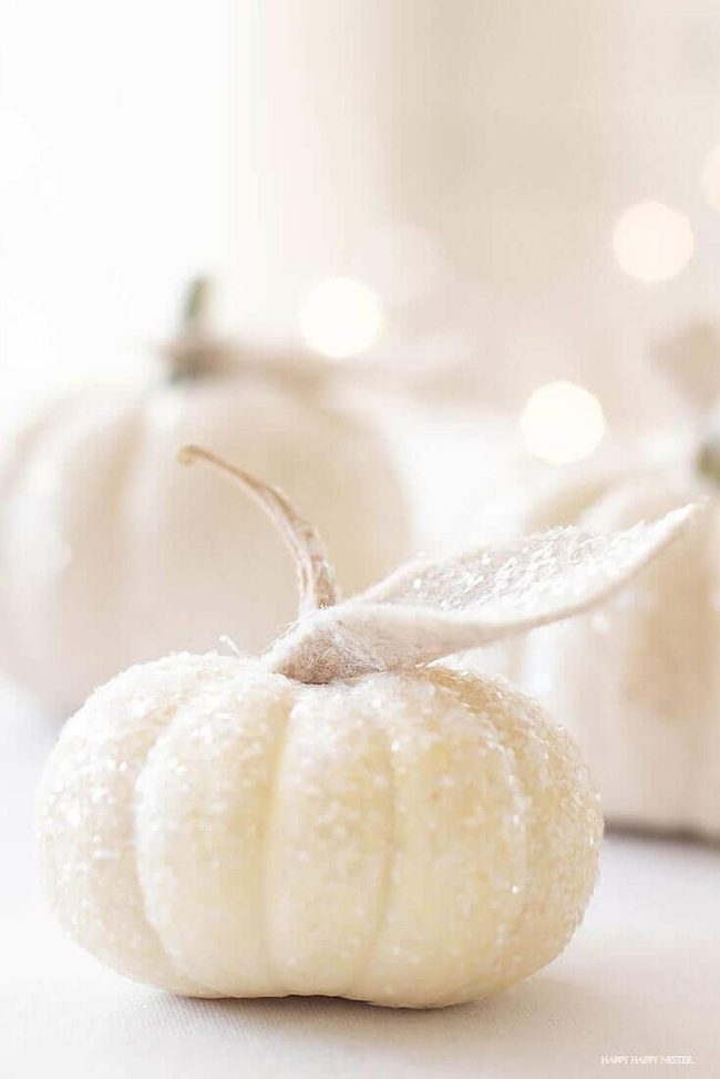 White Glitter Pumpkins Shine