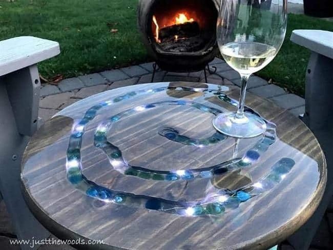 Marble Mosaic Garden Table With Led