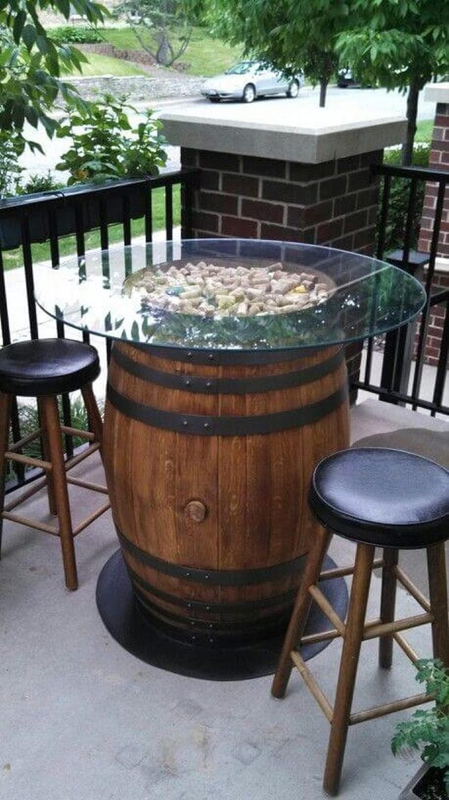 Reclaimed Barrel Glass Table