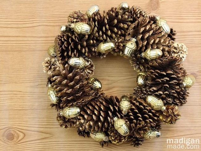 Gold-Dusted Pinecone Wreath