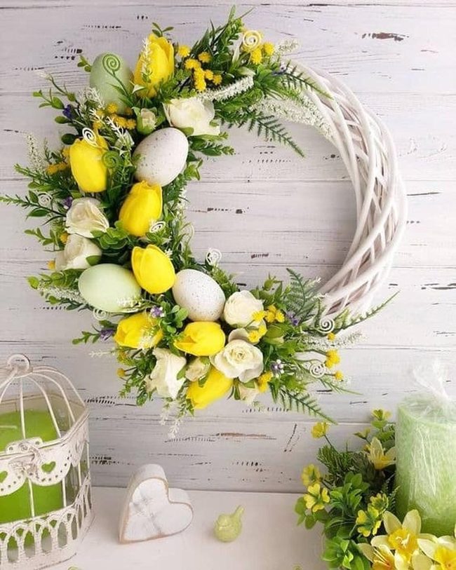 Flower And Egg Spring Wreath