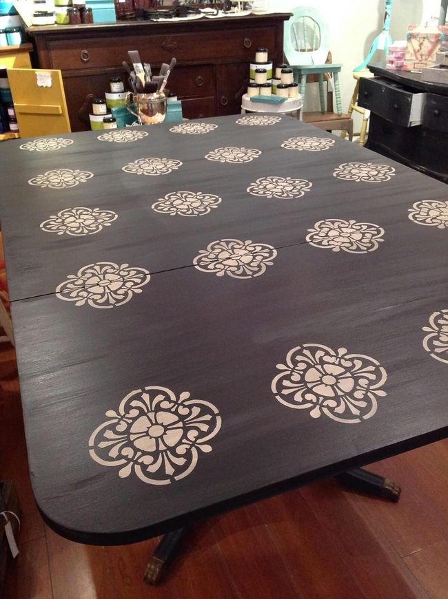 Stenciled Drop-Leaf Dining Table